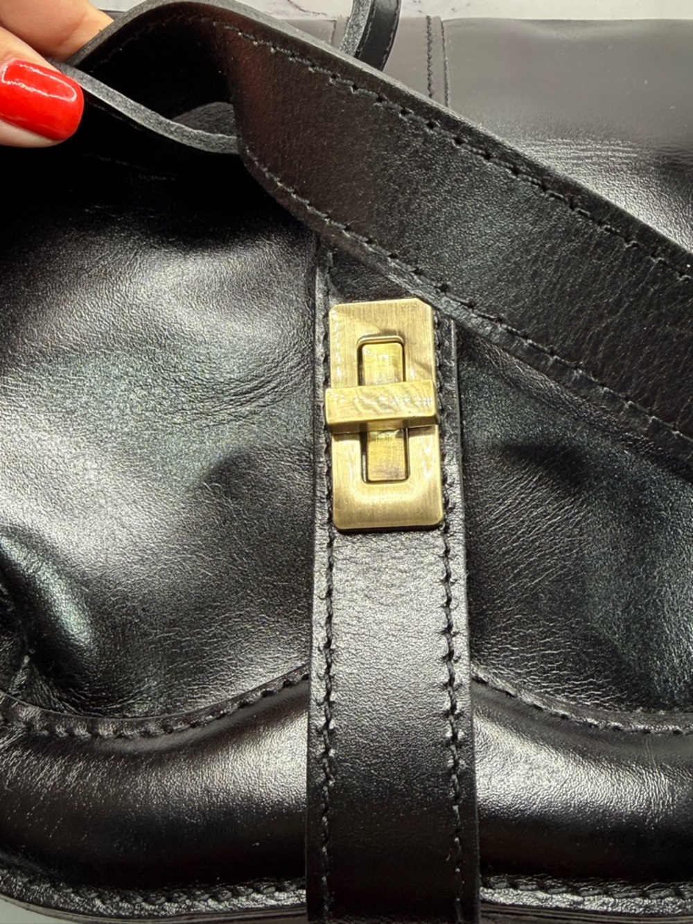 Patricia Nash Florentina Frame Leather Crossbody Bag Blk Distressed w/duster bag - Picture 8 of 8